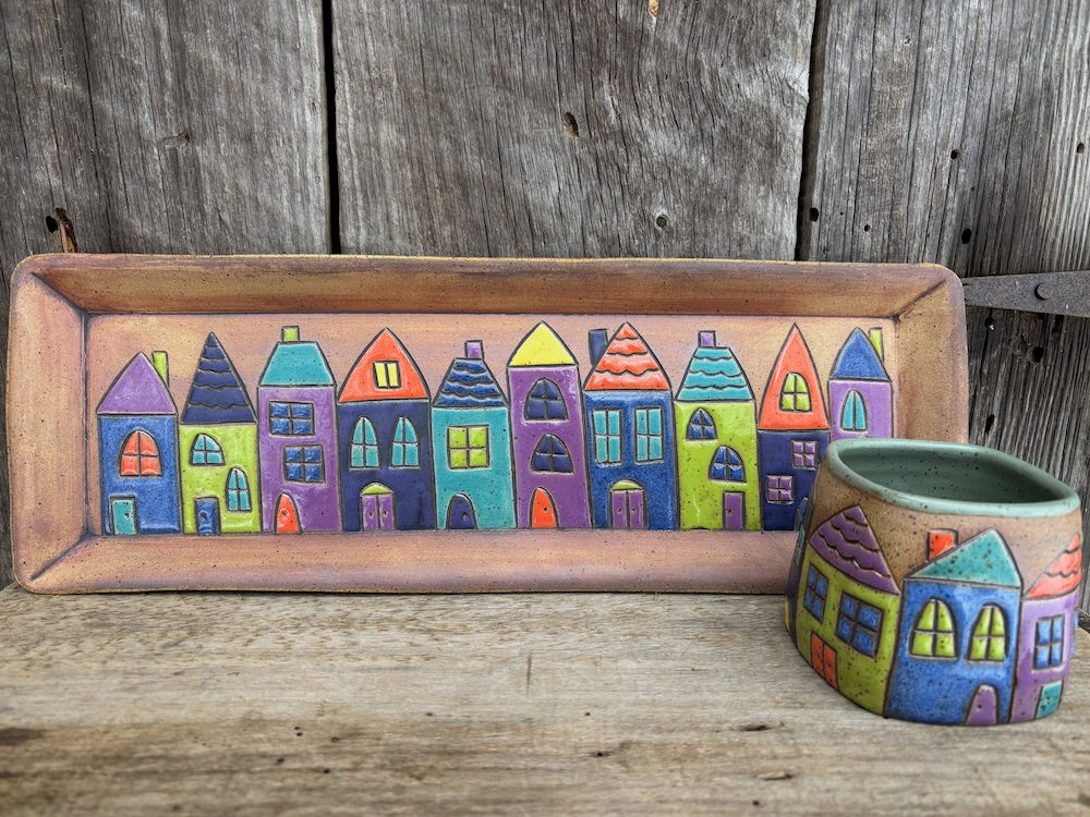 Village platter and bowl set